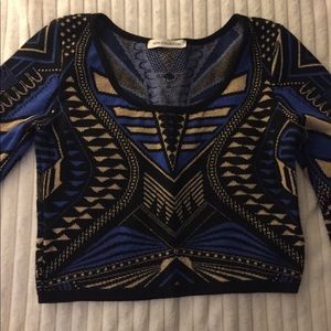 Crop sweater top with gold sparkle threading